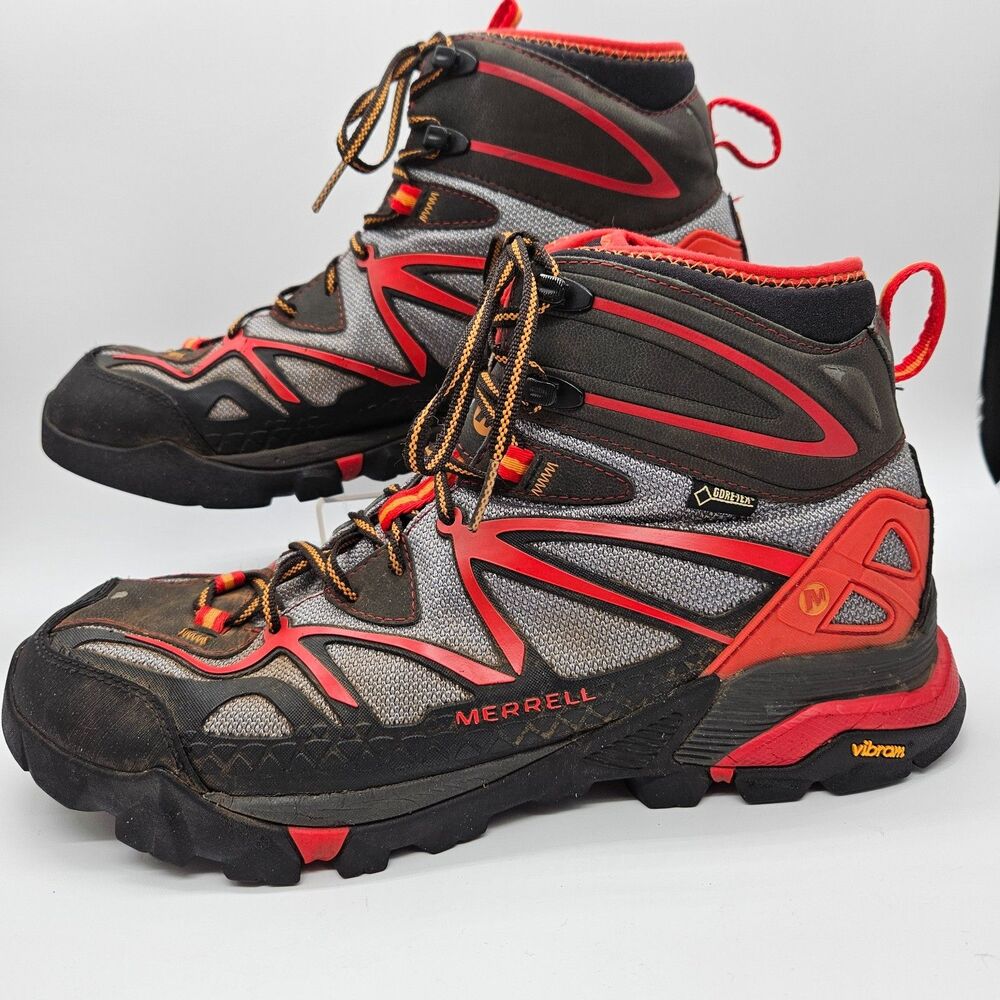 Red Merrell Capra Mid GORE-TEX Hiking Boot Size 11 Unifly Vibram Sole Red Gray